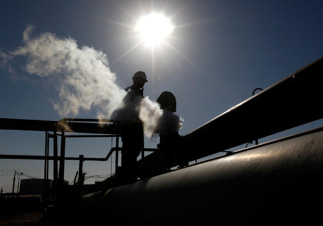 Oil worker at a refinery inside the Brega oil complex in eastern Libya