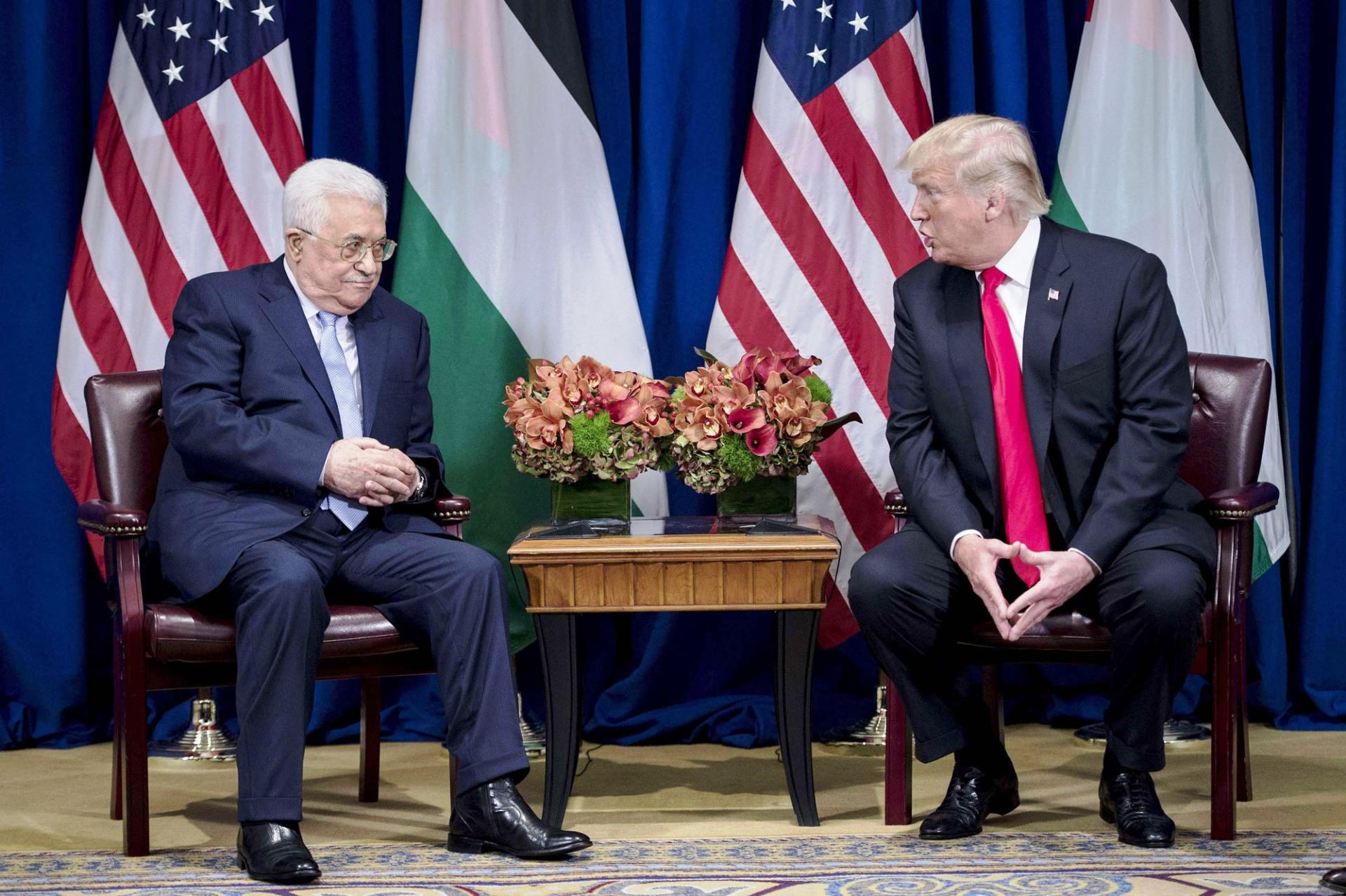 الرئيس الفلسطيني محمود عباس ابو مازن والرئيس الاميركي دونالد ترامب