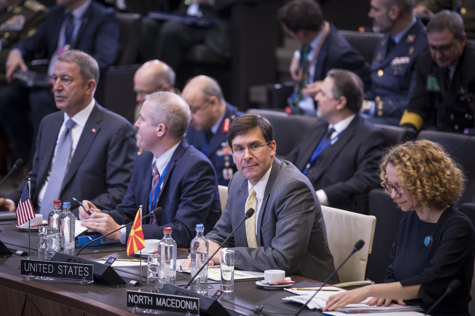 US Defence Secretary Mark Esper (2nd R) attends a NATO Defence Ministers' meeting in Brussels