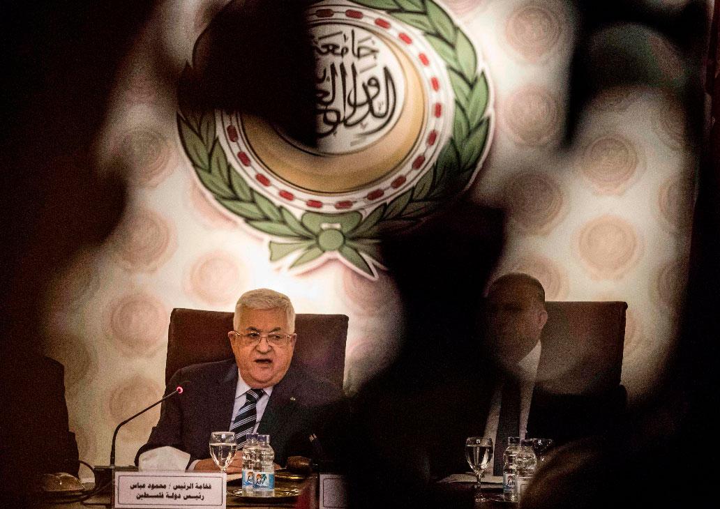 Palestinian president Mahmud Abbas attends an Arab League emergency meeting