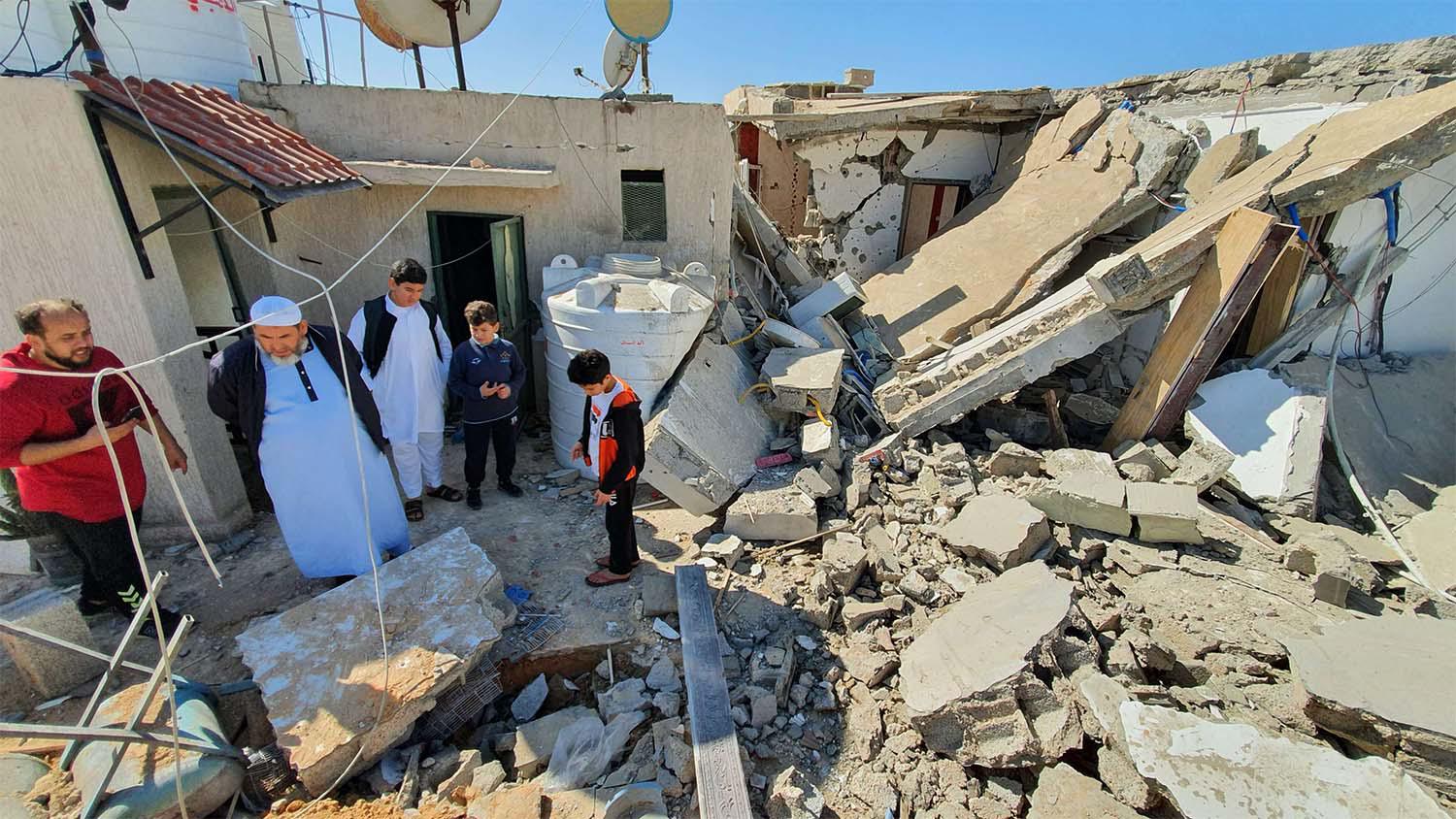 Damaged houses from the bombardments