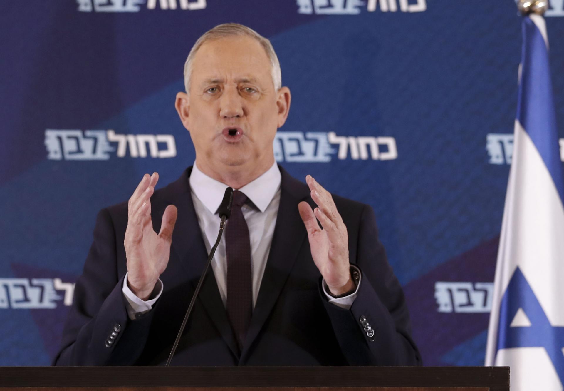 Newly elected Israeli parliament speaker Benny Gantz