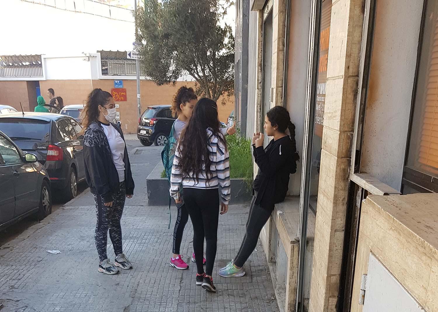 A girl wearing a protective mask in Central Casablanca
