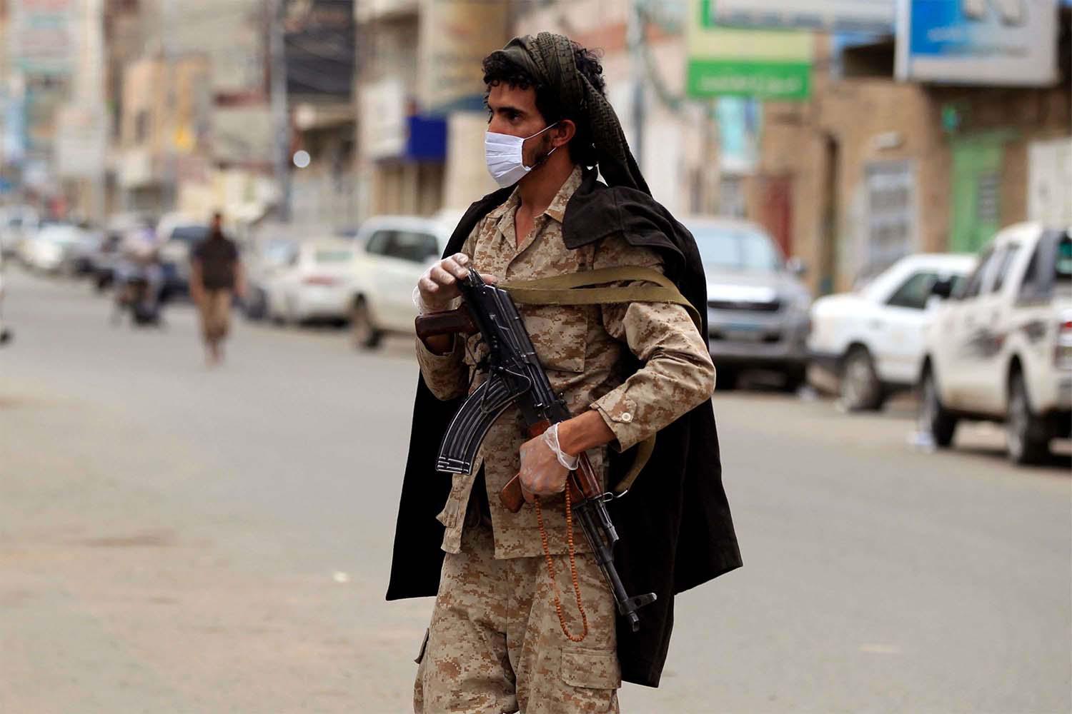 Huthi fighter in Sanaa