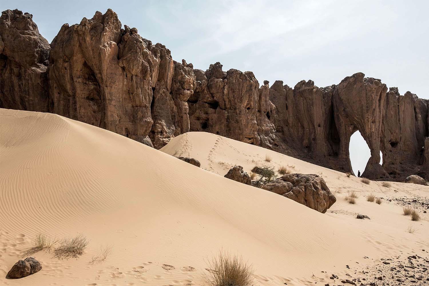 The ancient rock formation of Makhrouga between Tichitt and Aratane in Mauritania 