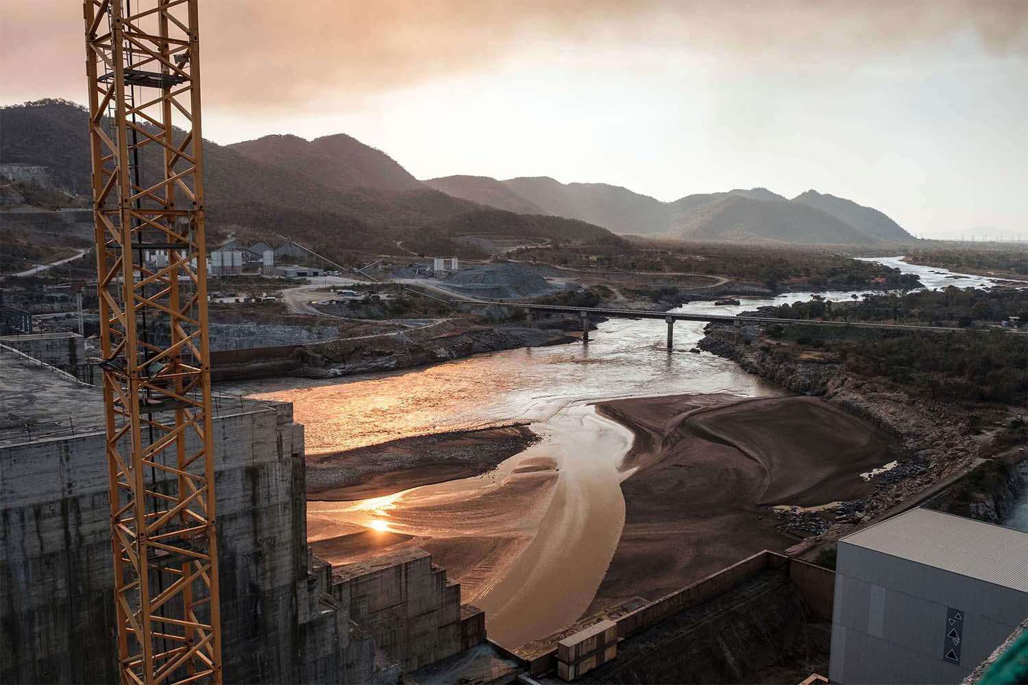 A general view of the Blue Nile river as it passes through the Grand Ethiopian Renaissance Dam