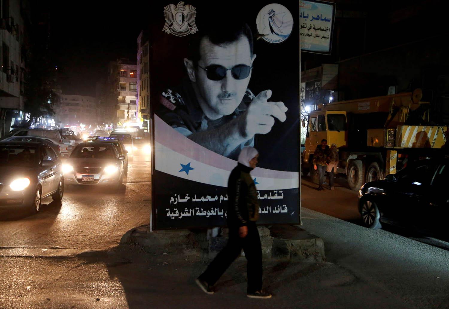 جدارية للرئيس السوري بشار الأسد وسط دمشق