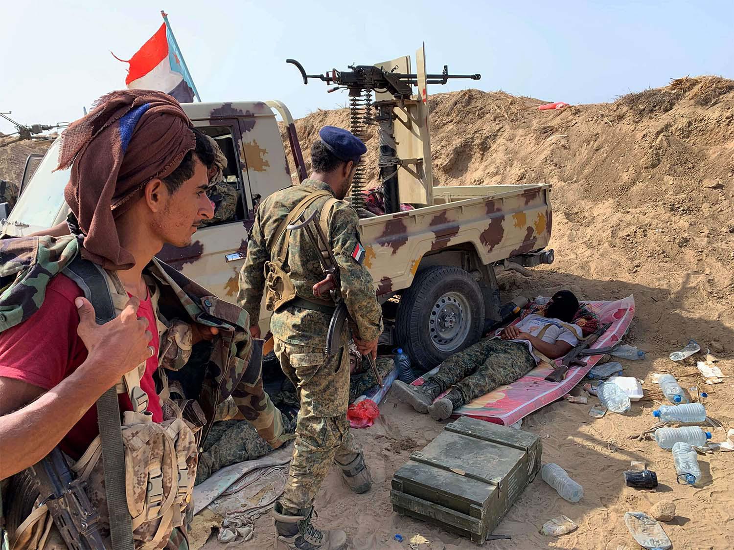 Fighters loyal to Yemen's Southern Transitional Council in Zinjibar
