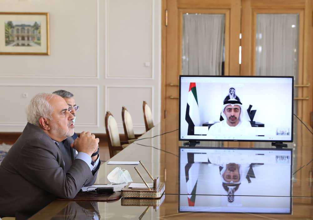 لقاء بالفيديو بين الشيخ عبدالله بن زايد آل نهيان وظريف
