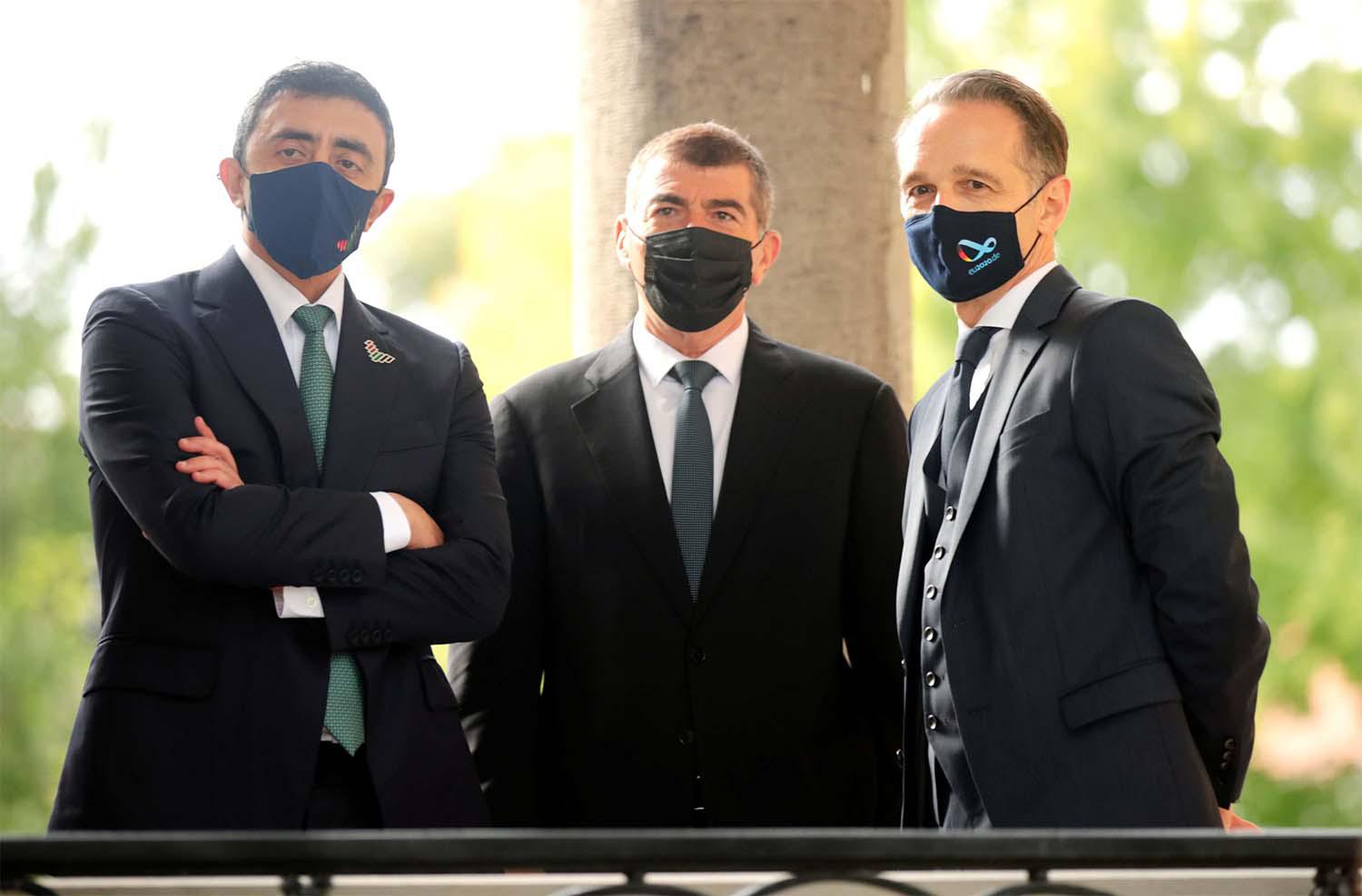German Foreign Minister Heiko Maas (R) receives Israeli Foreign Minister Gabriel "Gabi" Ashkenazy (C), and UAE Minister of Foreign Affairs Abdullah bin Zayed Al Nahyan
