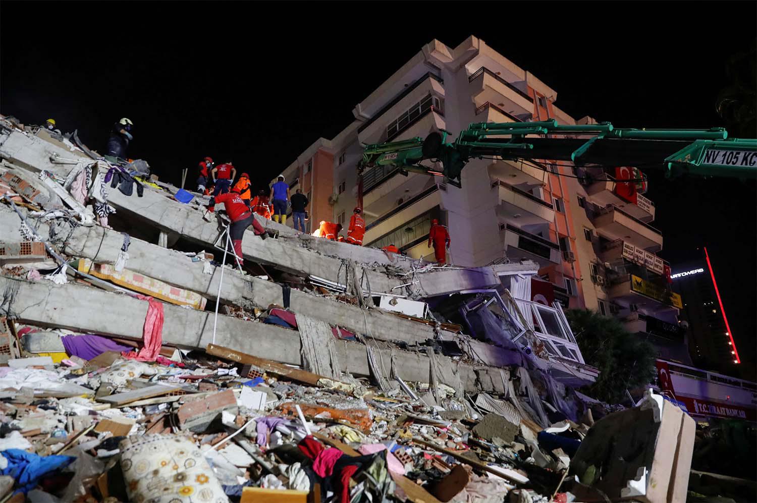 Rescue operations continue after the earthquake struck the Aegean Sea, in the coastal province of Izmir
