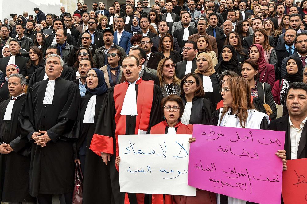 اجتجاجات القضاة في تونس