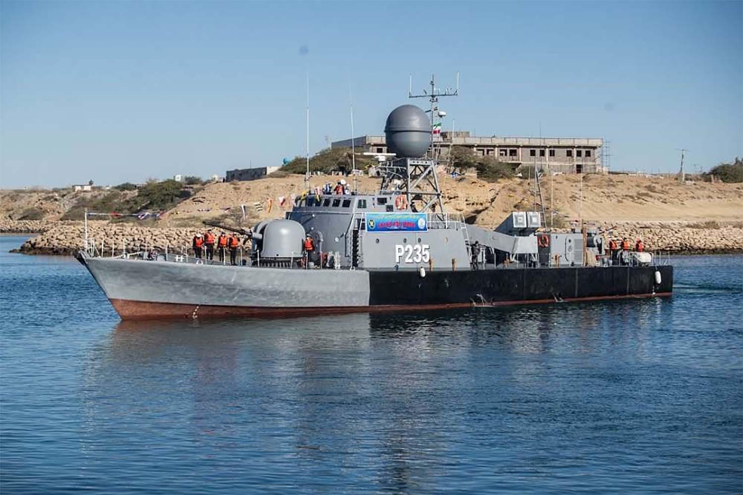 Iranian warship during a drill in the Gulf of Oman