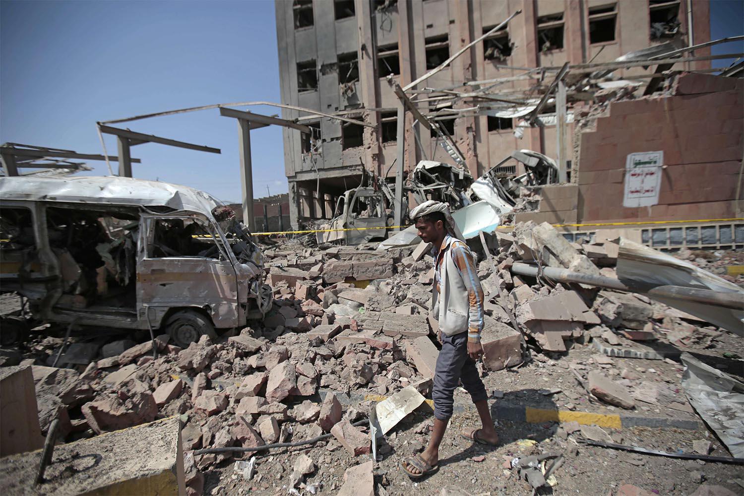 The coalition struck 15 locations in Sanaa