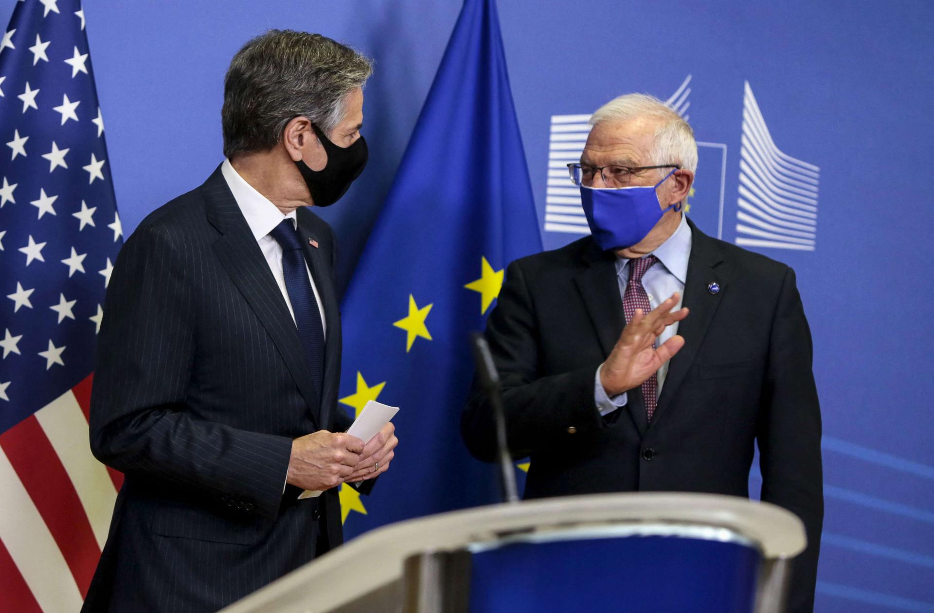 وزير الخارجية الأميركي أنتوني بلينكن ومسؤول السياسية الخارجية بالاتحاد الأوروبي جوزيب بوريل