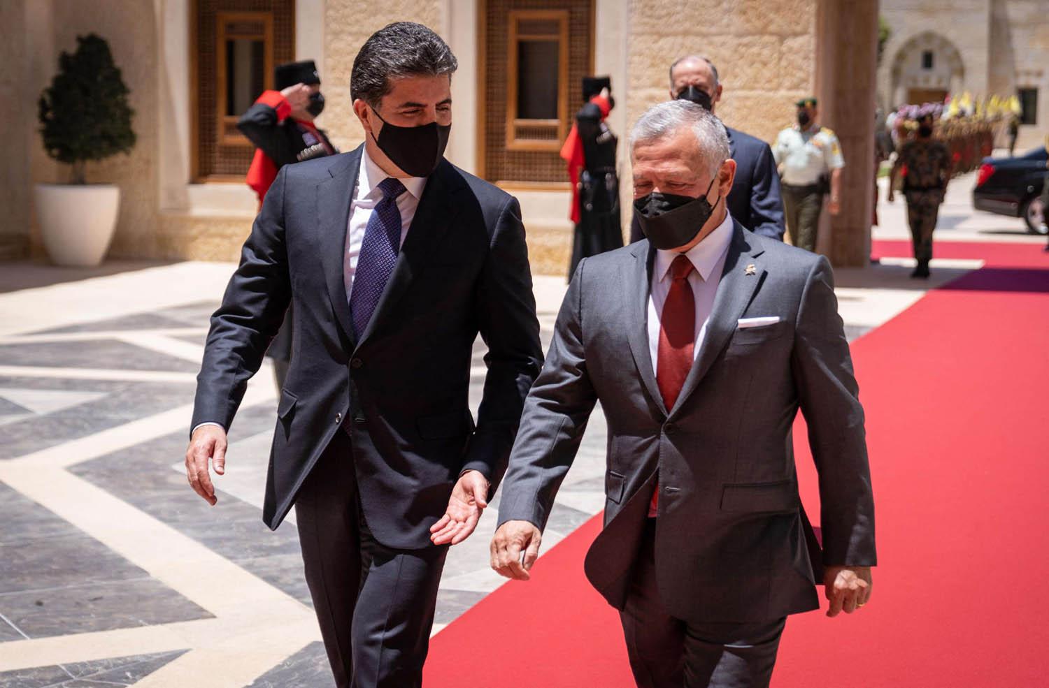 العاهل الأردني الملك عبدالله الثاني يستقبل رئيس اقليم كردستان نيجيرفان بارزاني
