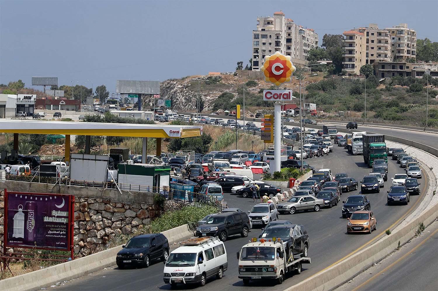 Long queues at petrol stations across Lebanon
