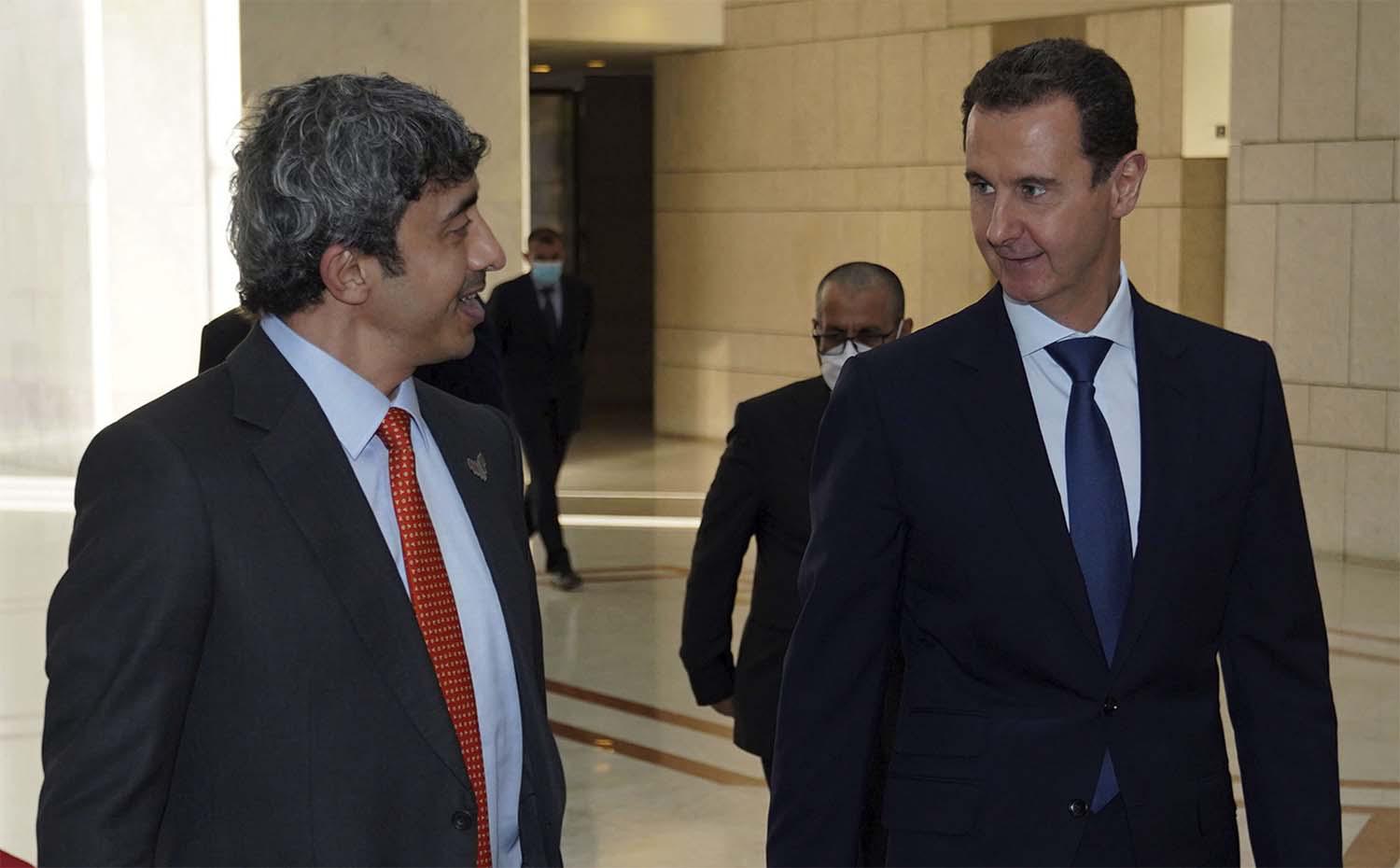 The visit by Sheikh Abdullah bin Zayed Al Nahyan is the first by an Emirati FM since Syria's civil war erupted in 2011