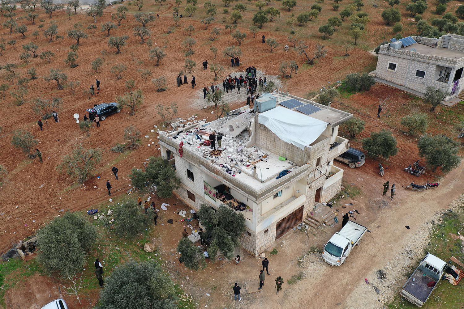 About 50 US special operations forces landed in helicopters and attacked IS leader's house
