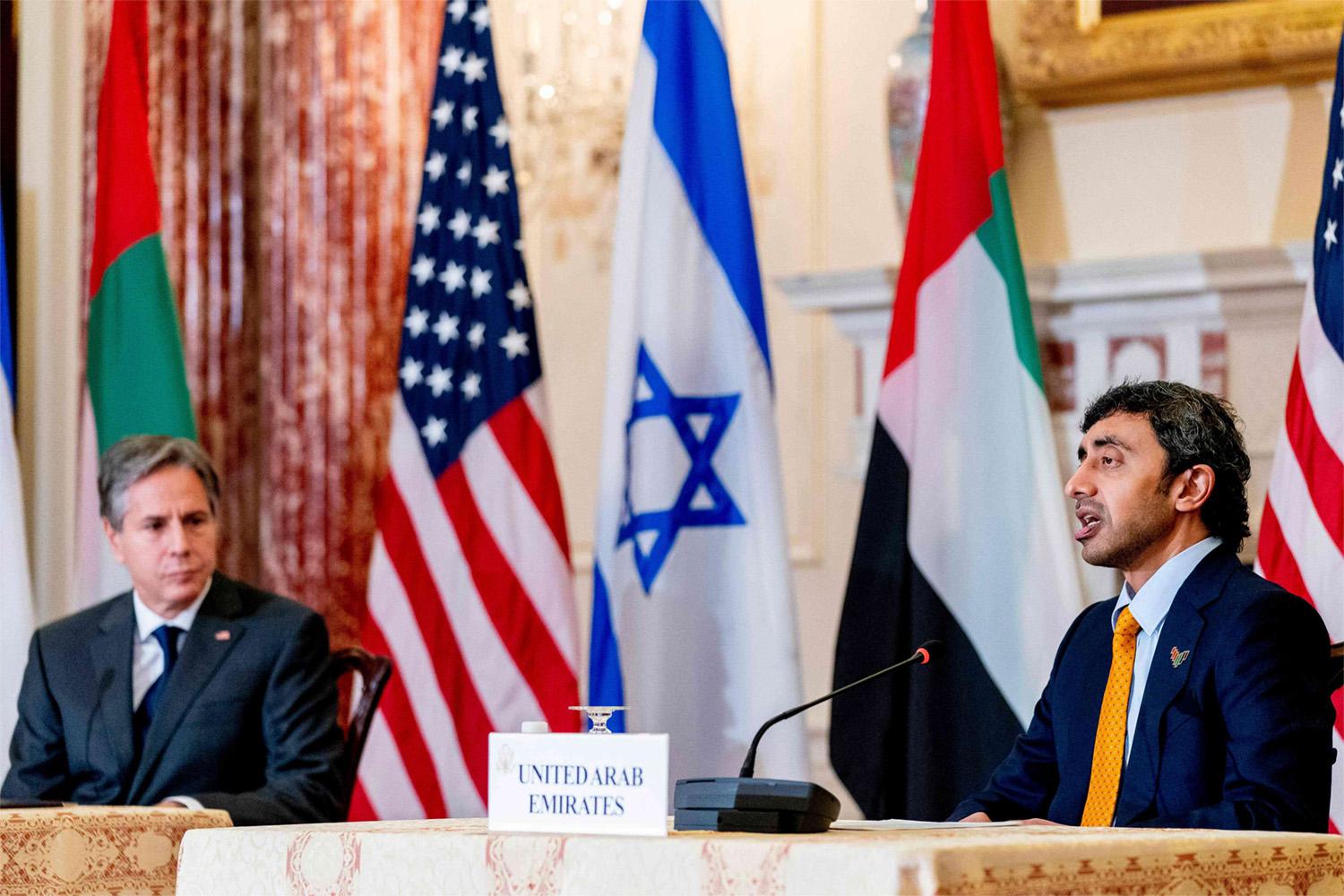 Sheikh Abdullah bin Zayed al-Nahyan and Antony Blinken 