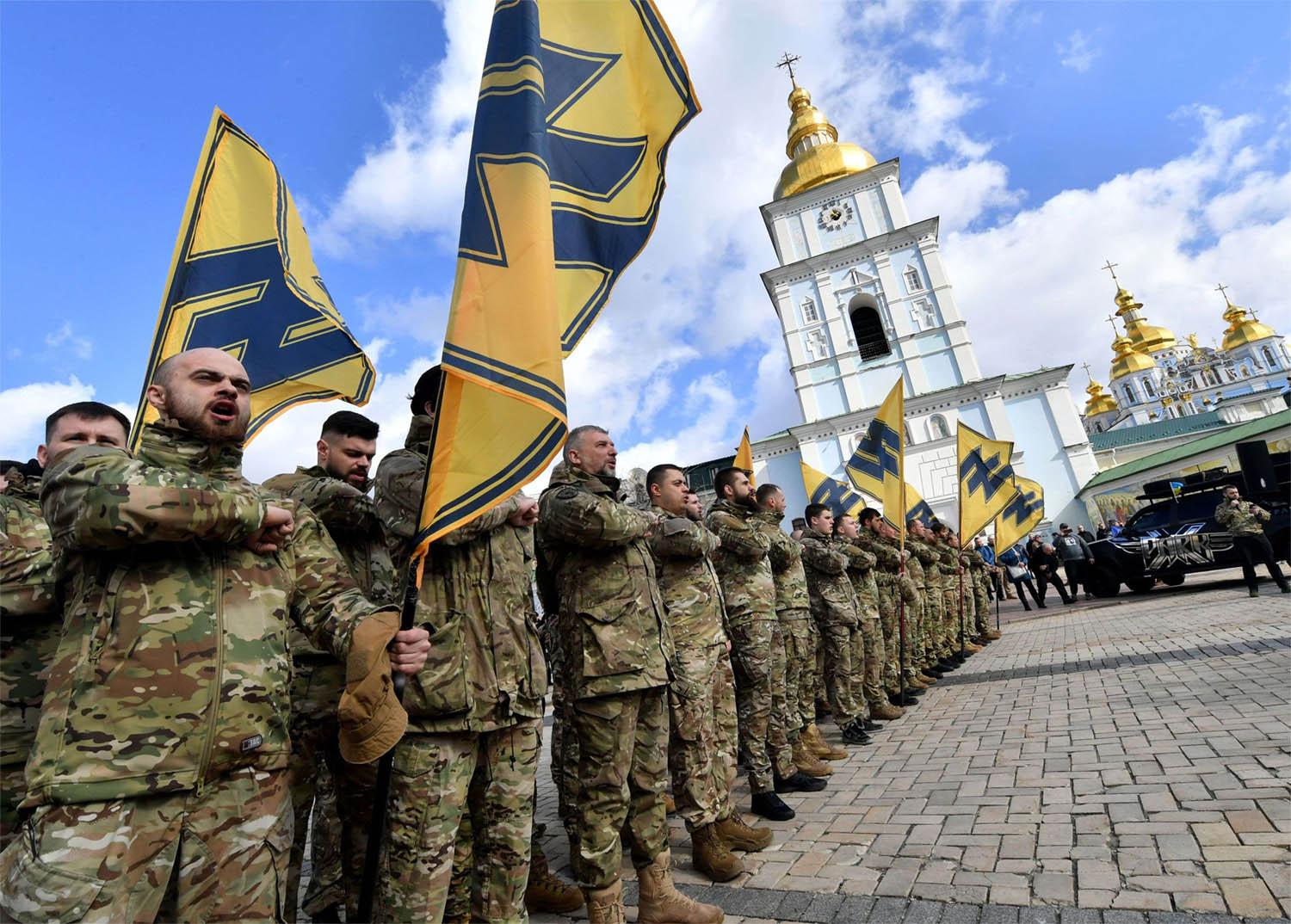 Veterans of the Azov volunteer battalion