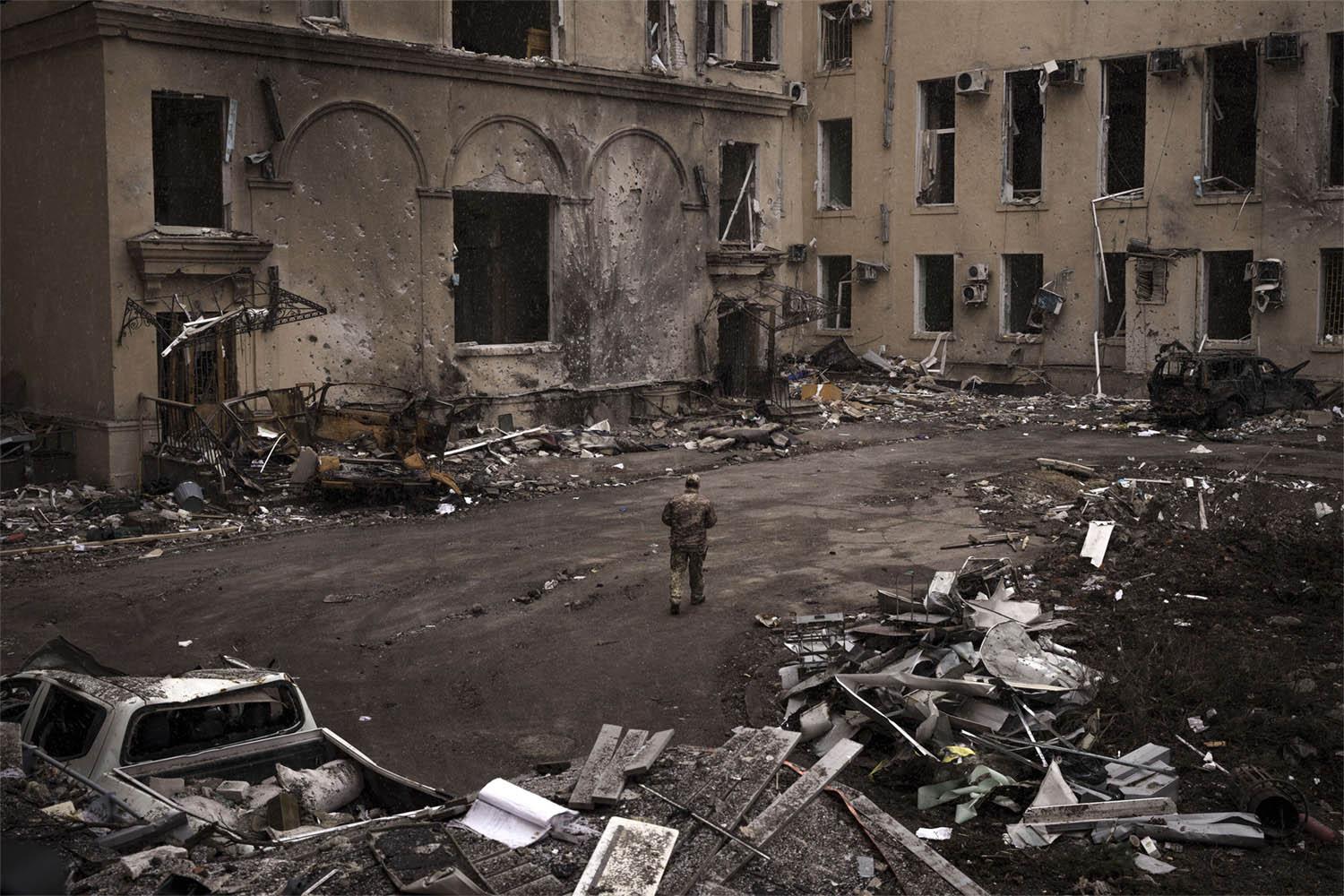 The regional administration building heavily damaged after a Russian attack earlier this month in Kharkiv, Ukraine