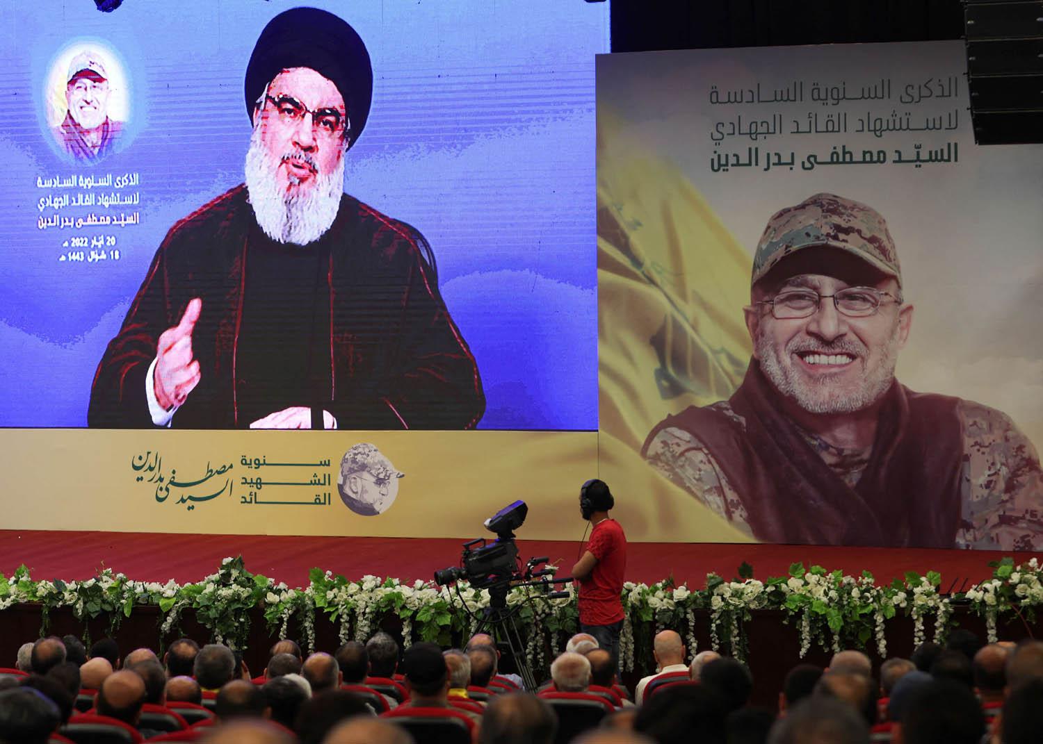 زعيم حزب الله اللبناني حسن نصرالله في كلمة مسجلة لمؤيديه