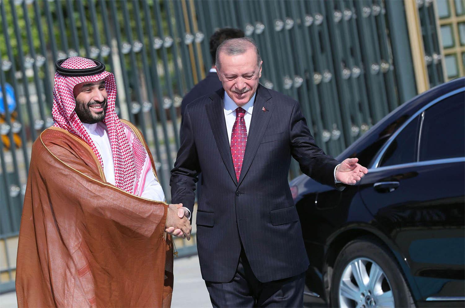 Erdogan welcomed Prince Mohammed at the presidential palace in Ankara