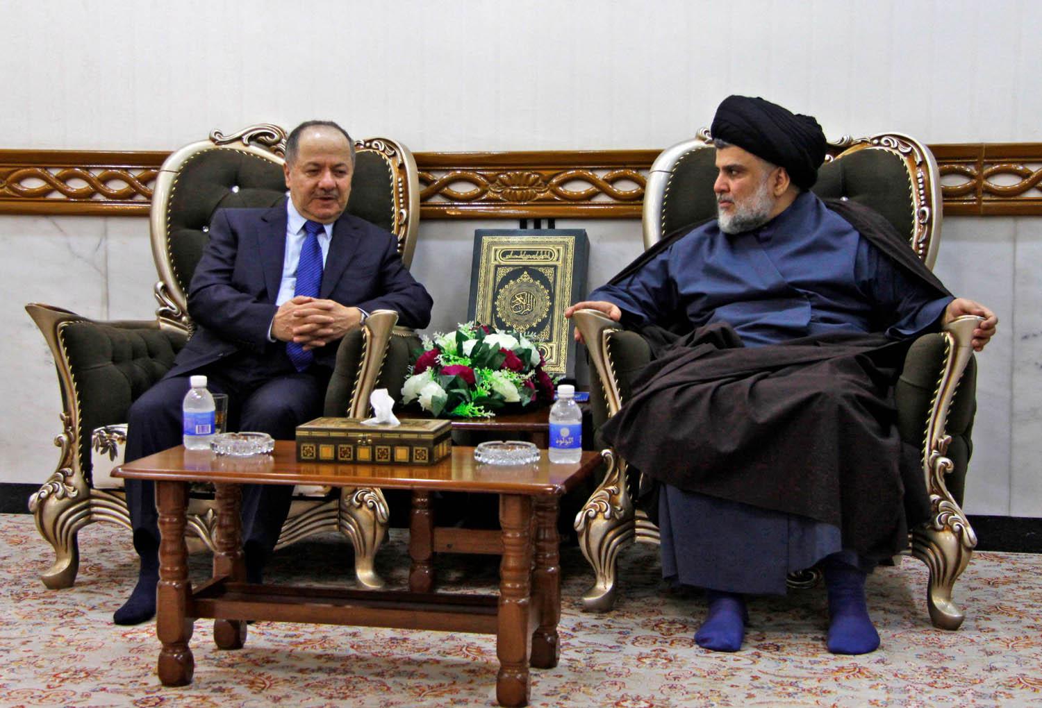 مقتدى الصدر يستقبل مسعود بارزاني في النجف (2018)