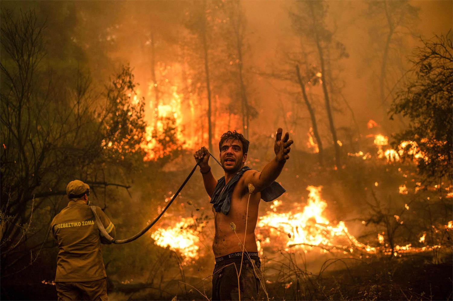 45 helicopters and 12 planes were tackling the fire and dropping water on the flames after pausing overnight