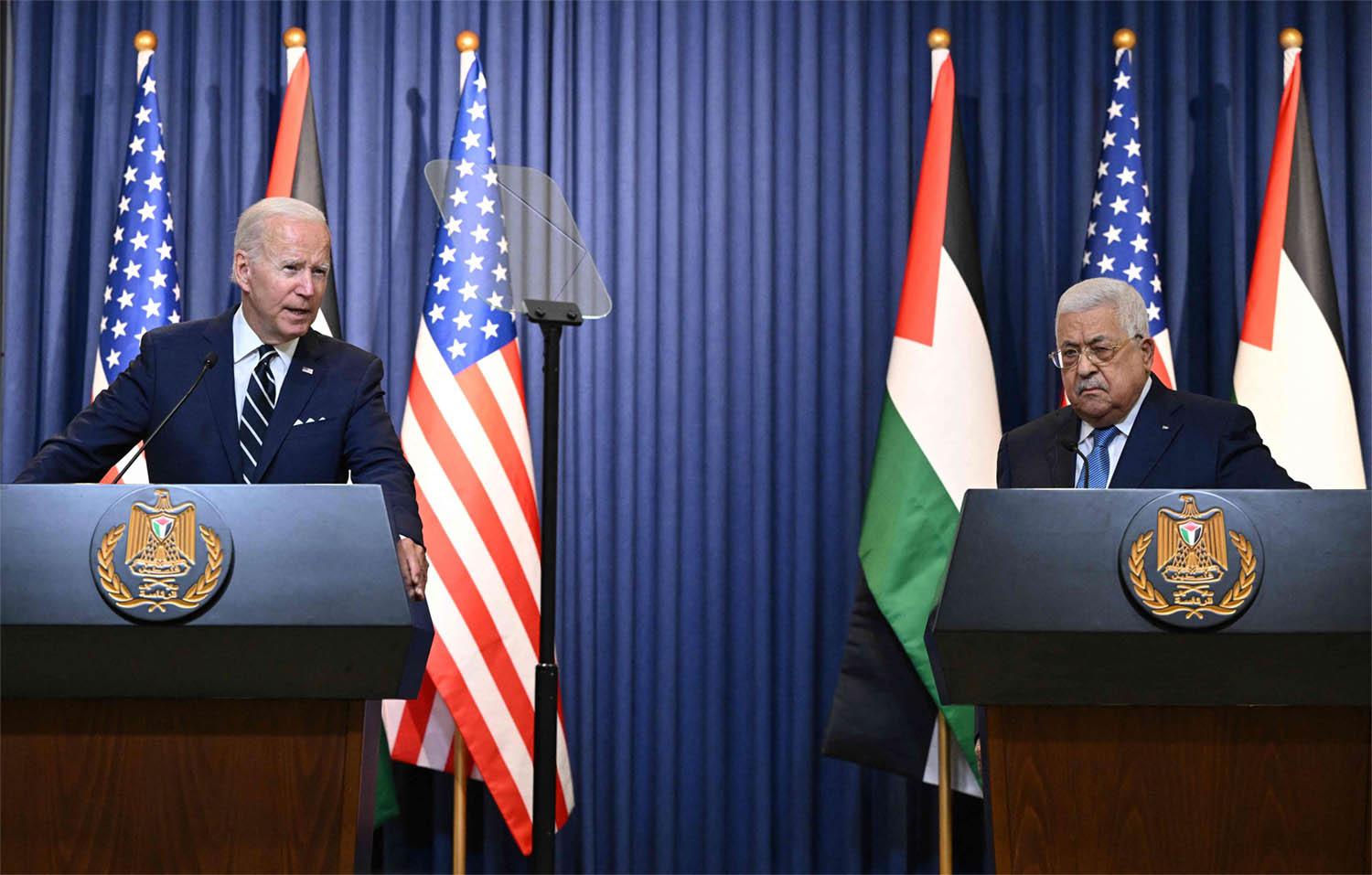 Biden pledged to keep up efforts to support a just solution to the Israeli-Palestinian conflict