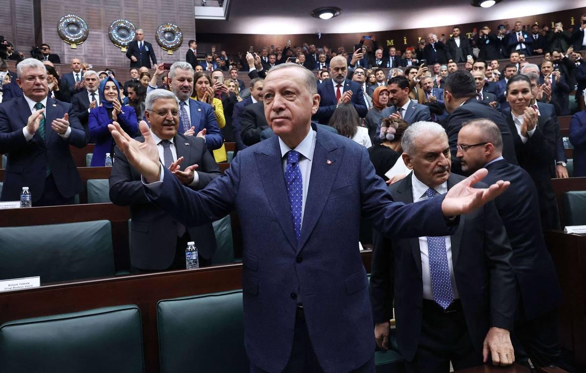 الرئيس التركي رجب طيب أردوغان خلال مؤتمر للحزب الحاكم في أنقرة