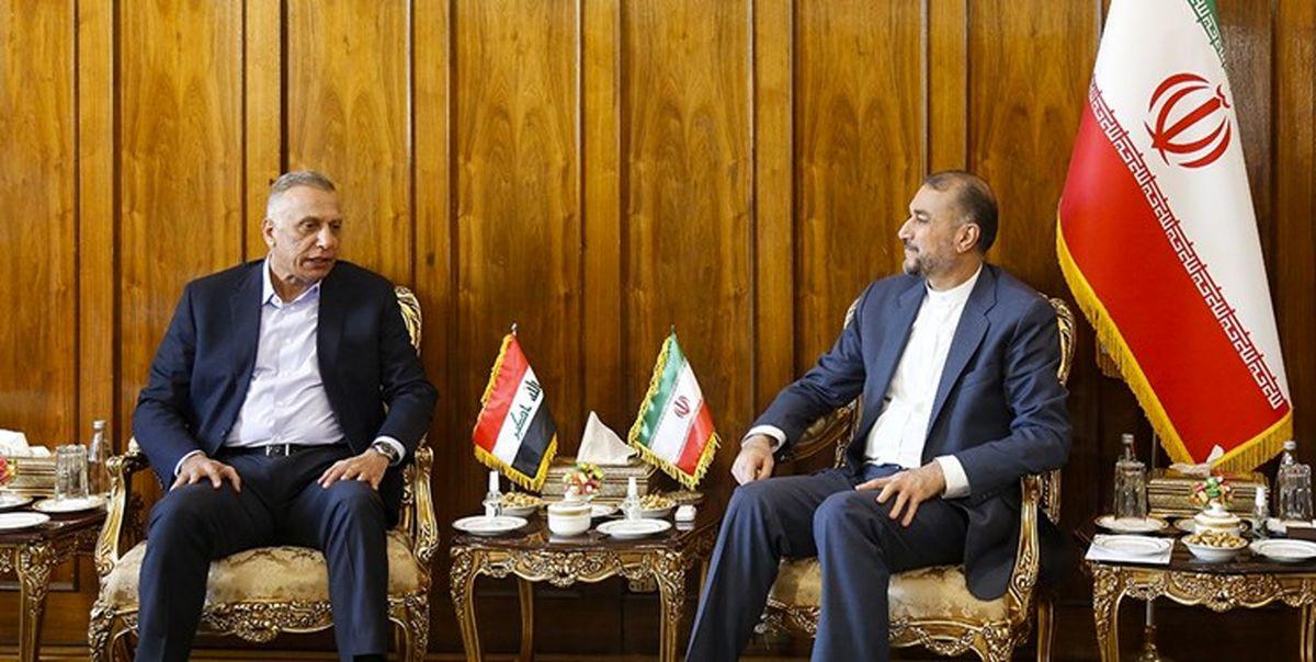 وزير الخارجية الإيراني حسين أمير عبداللهيان يستقبل رئيس الوزراء العراقي السابق مصطفى الكاظمي