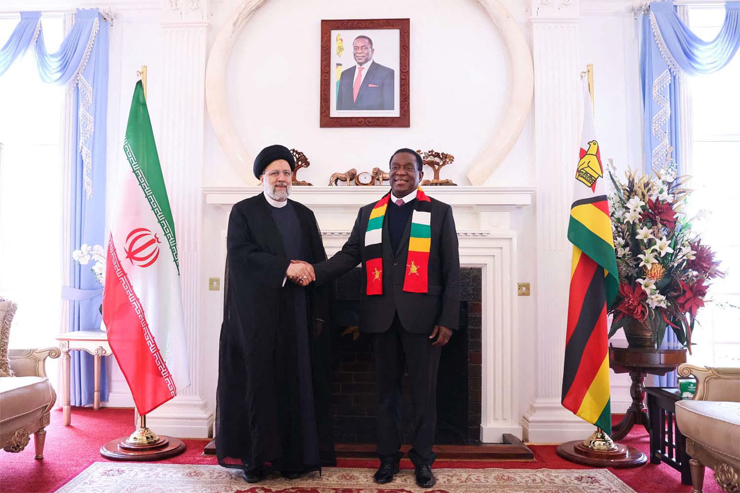 Raisi meeting Zimbabwean President Mnangagwa at the State House in Harare