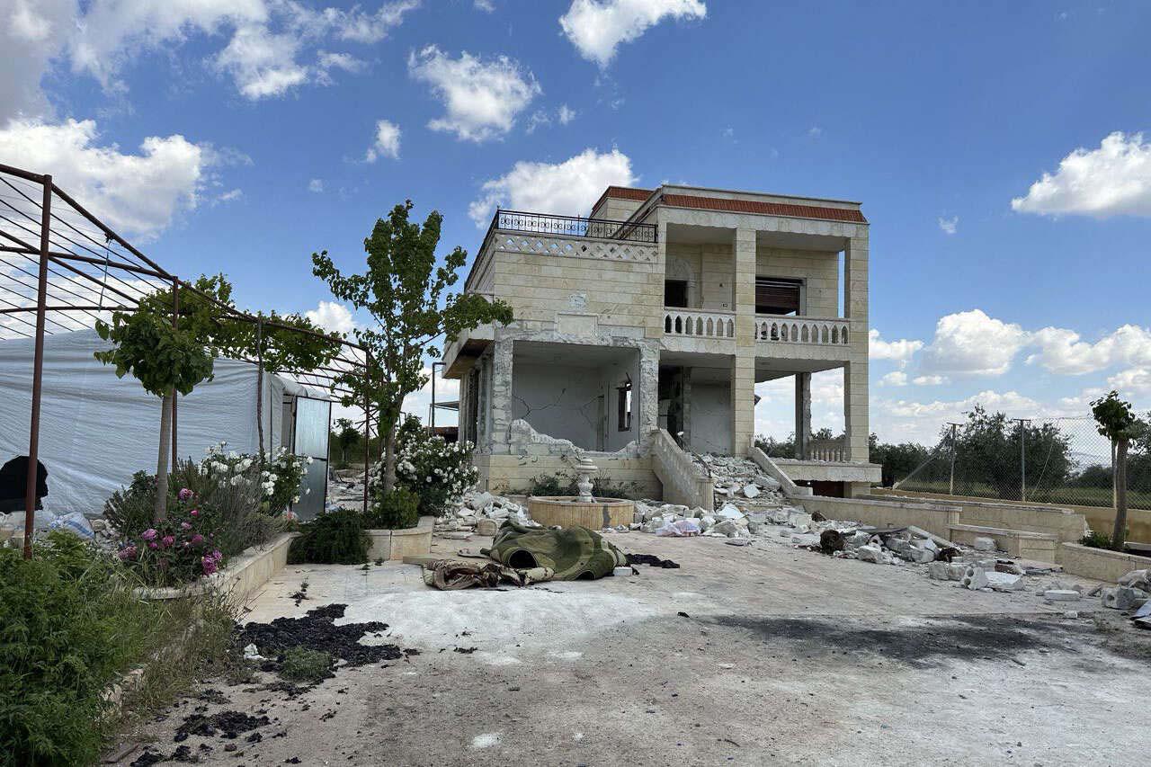 The raided house of the leader of the Islamic State group Abu Hussein al-Quraishi