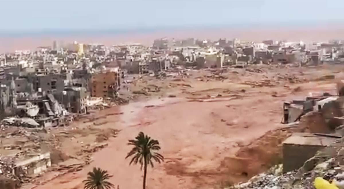 A bursting river destroyed houses on the banks