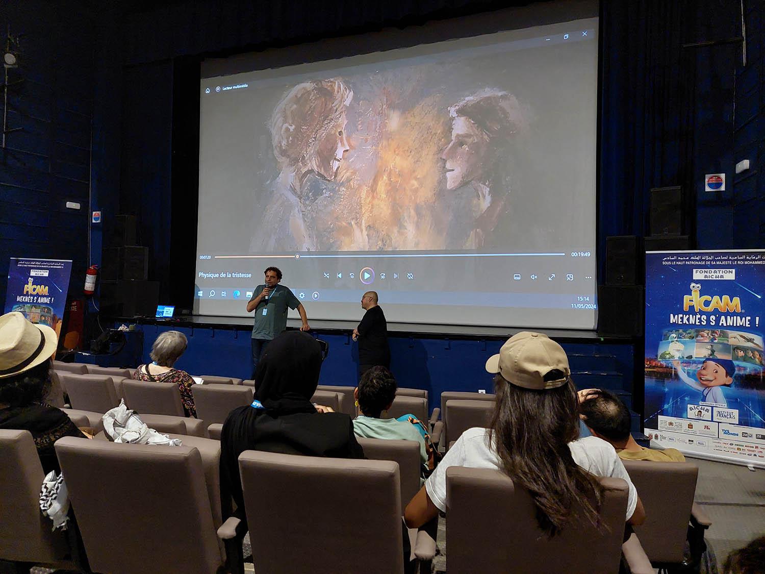 Ushev (L) explaining the making of his short films to the audience