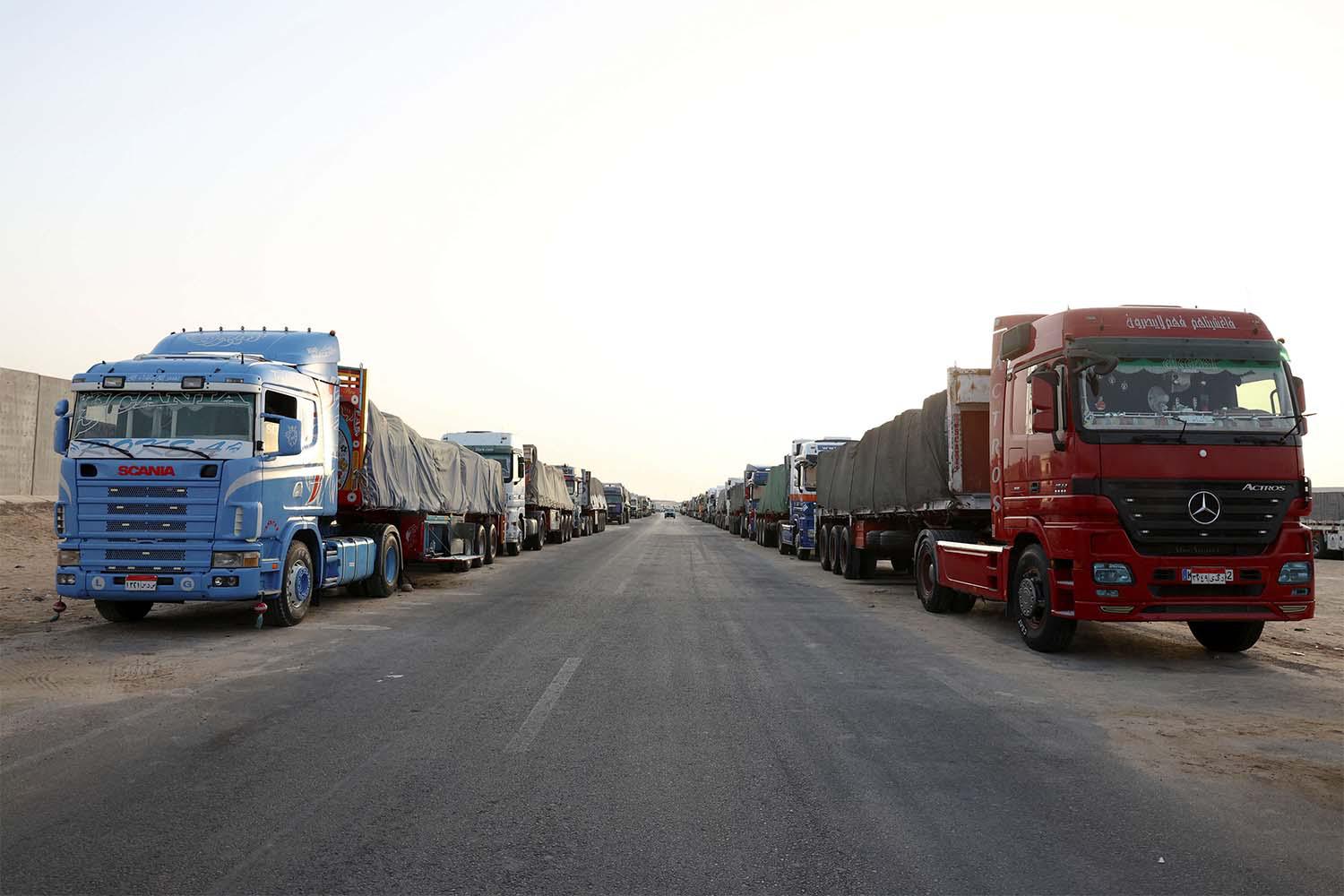 The drivers say they are waiting for Israeli permission