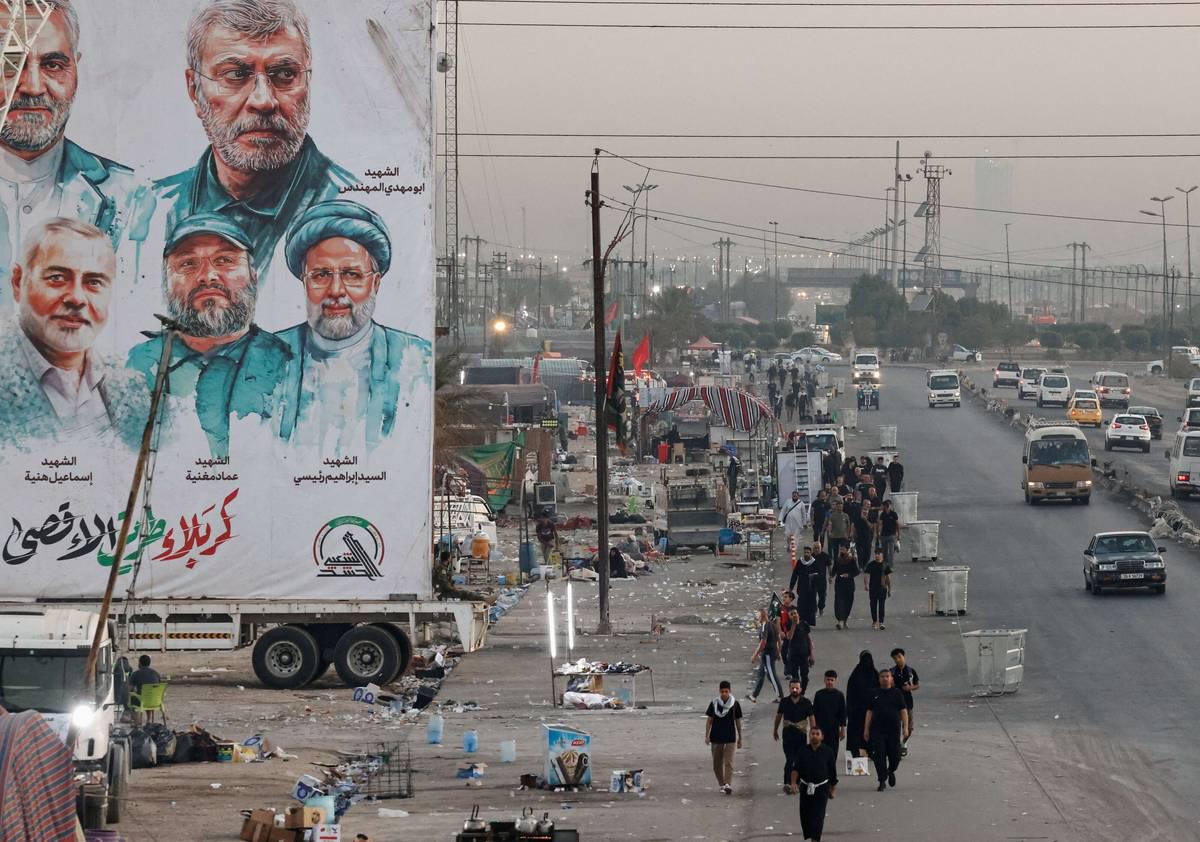 جدارية للحشد الشعبي على طريق بغداد - كربلاء