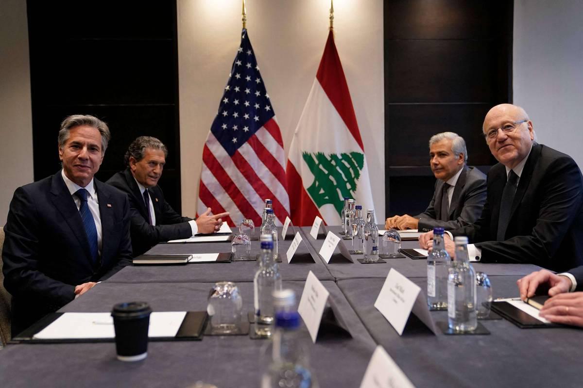 لقاء في لندن بين رئيس حكومة تصريف الأعمال في لبنان نجيب ميقاتي ووزير الخارجية الأميركية انتوني بلينكن
