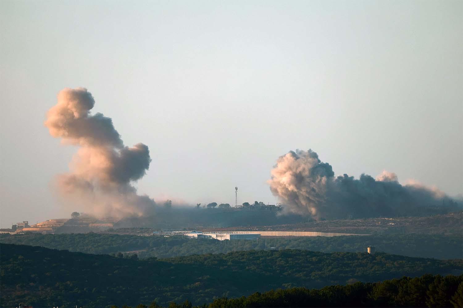 Smoke billows over Marwahin, southern Lebanon
