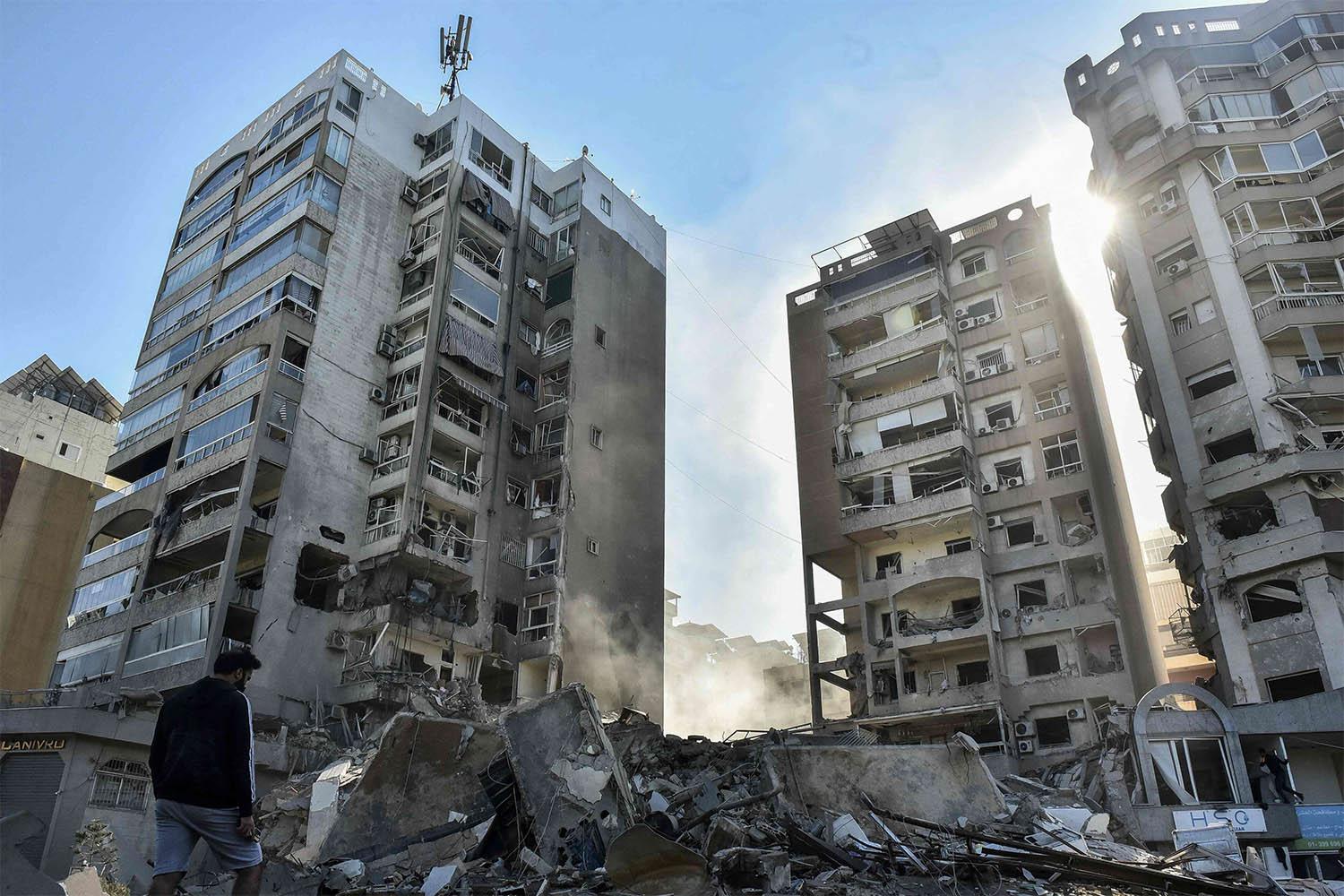 A whole building flattened