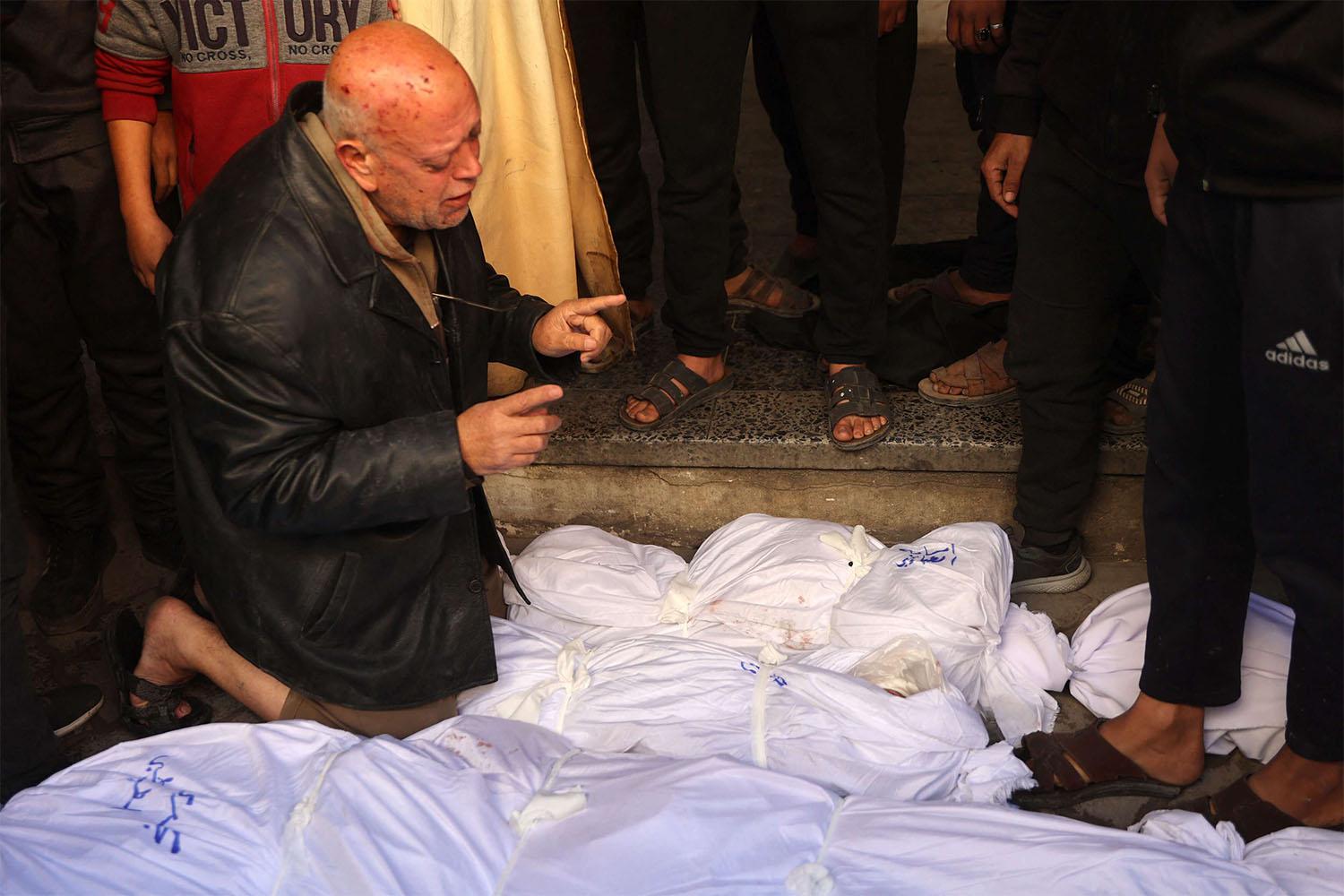 Mourning his dead
