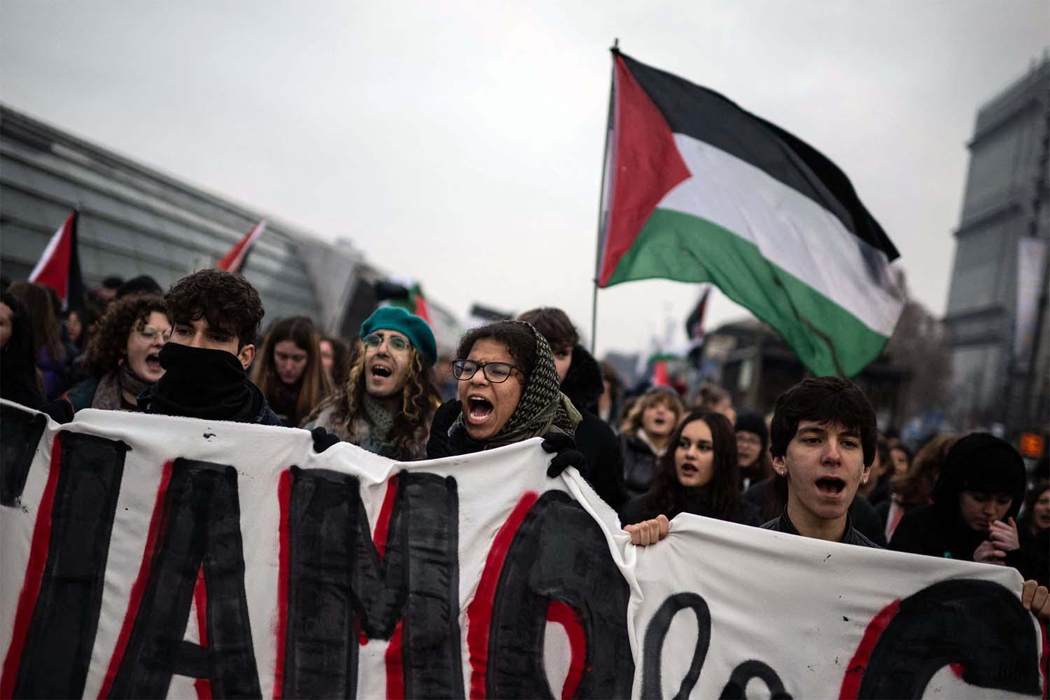 Protests in support of Palestinians were also held in universities