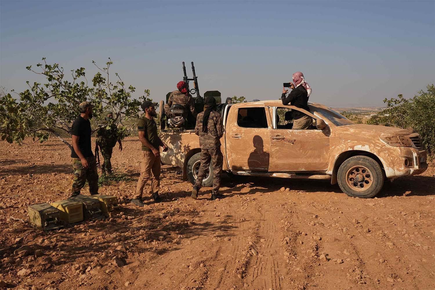 Turkey-backed fighters are positioned on the Mahsali and Arab Hasan frontline on the outskirts of Manbij