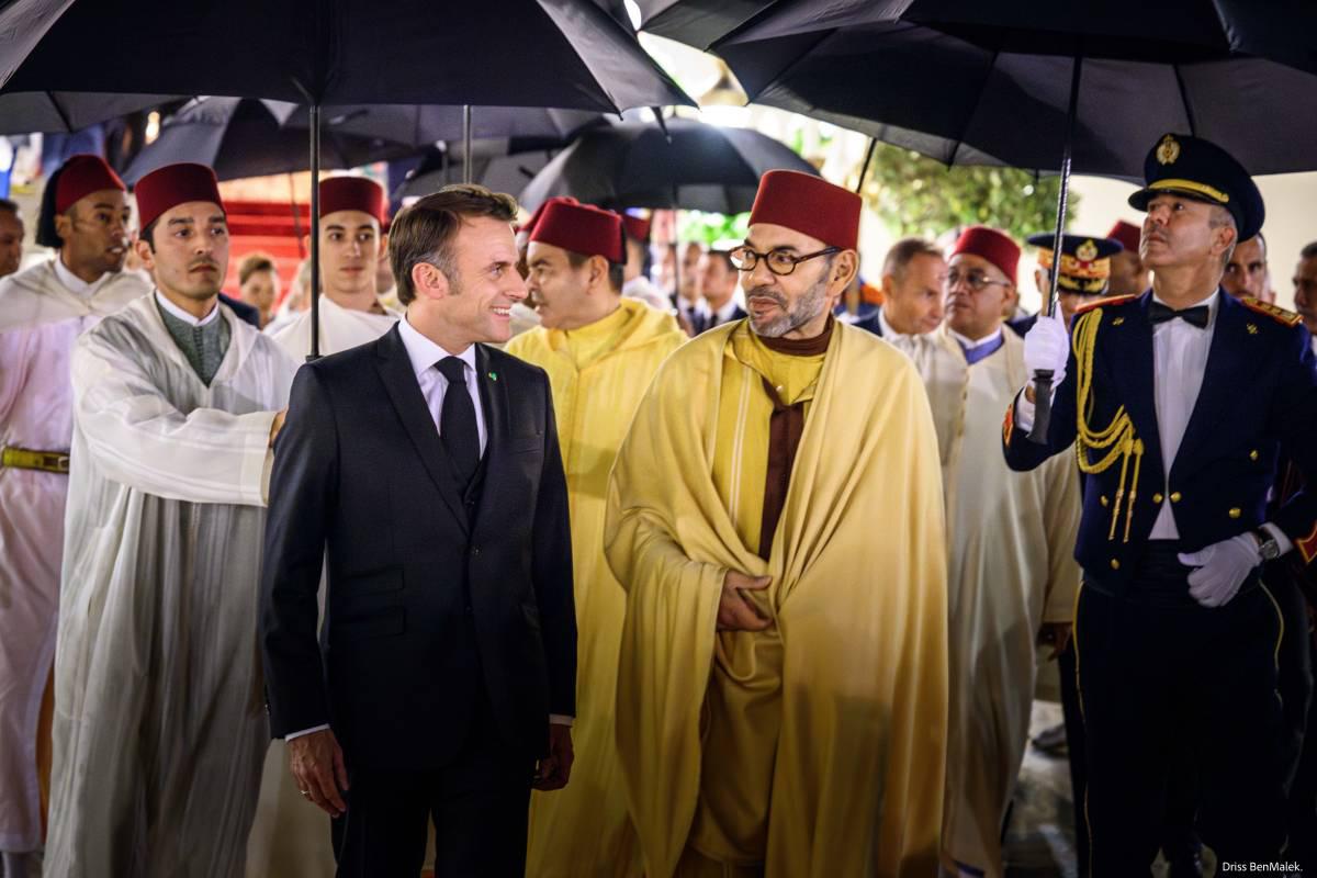 العاهل المغربي الملك محمد السادس يستقبل الرئيس الفرنسي ايمانويل ماكرون