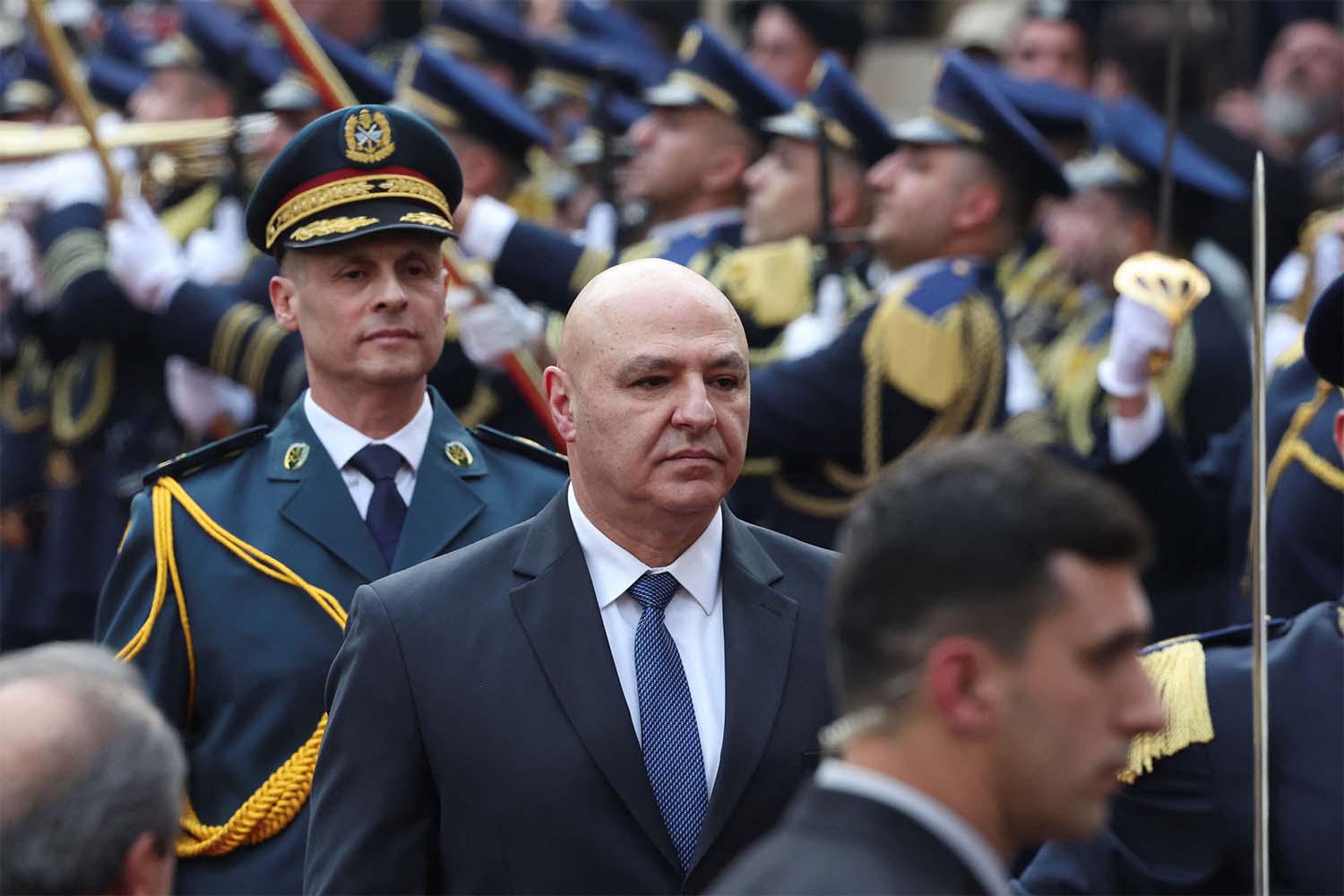 Lebanons army chief Joseph Aoun walks after being elected as the country's President at the parliament building in Beirut
