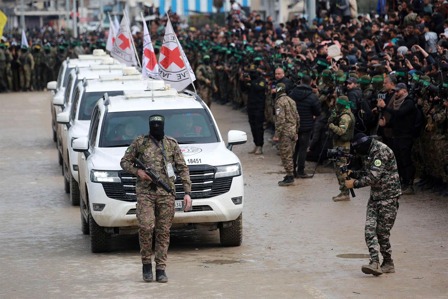 Hamas has made hostages appear on stage in front of crowds and sometimes speak before they were handed over