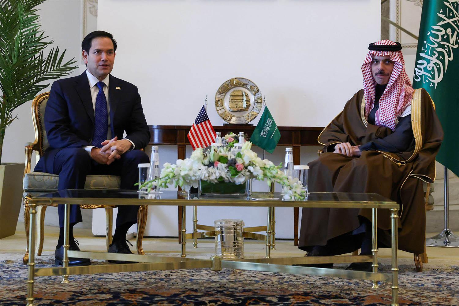 Rubio meets with Saudi Foreign Minister Prince Faisal bin Farhan Al Saud, in Riyadh