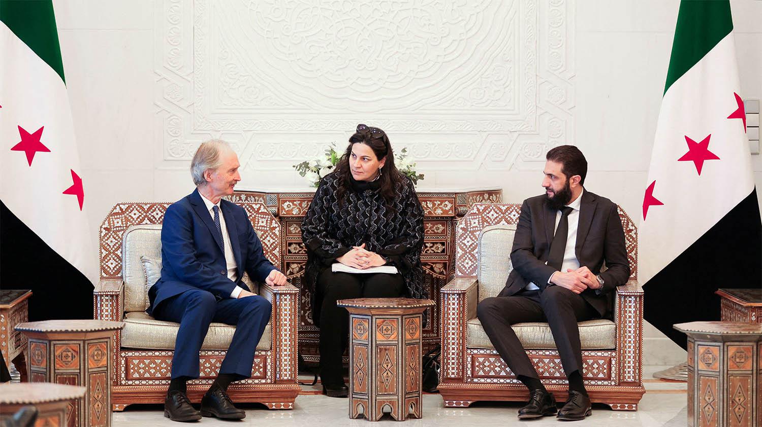 UN Special Envoy for Syria Geir Pederson meets with Syria's de facto leader Ahmed al-Sharaa in Damascus, Syria last January